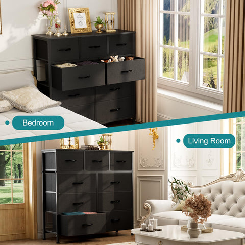 OLIXIS 9-drawers dresser adjustable feet and sturdy base support on uneven floors