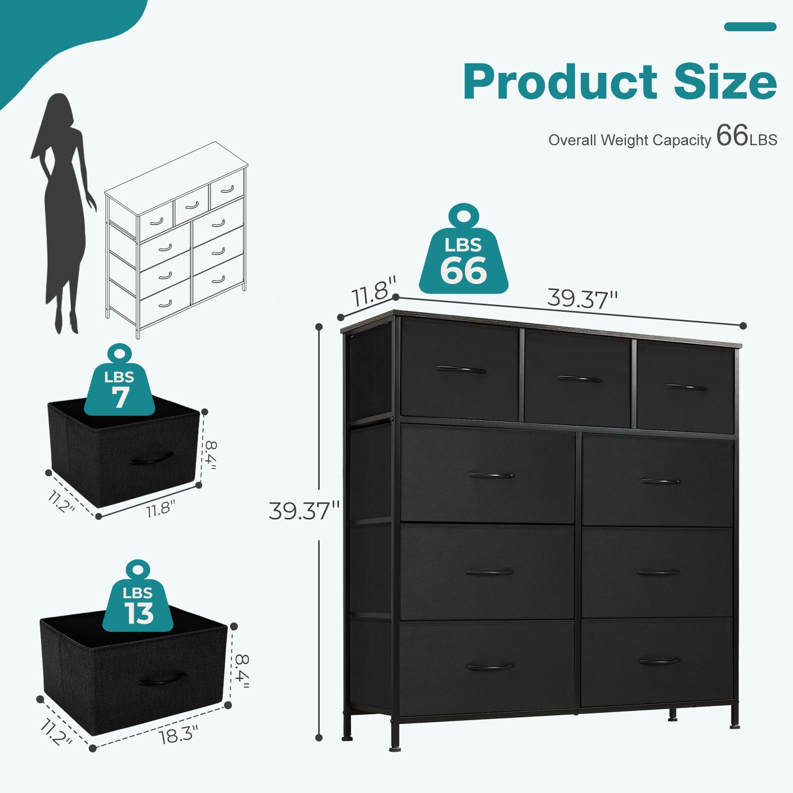 OLIXIS 9-drawers dresser bedroom setup demonstrates organized clothing storage and clutter-free surfaces