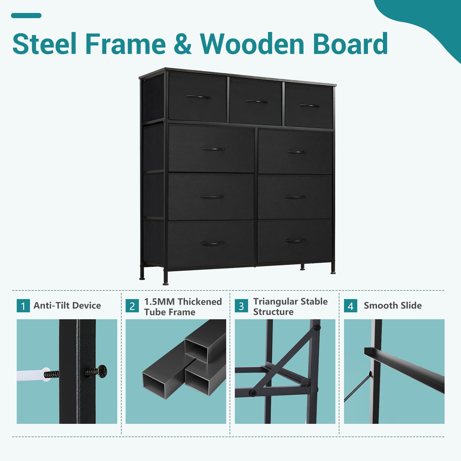 OLIXIS 9-drawers dresser entryway setup shows versatile storage for outerwear and accessories