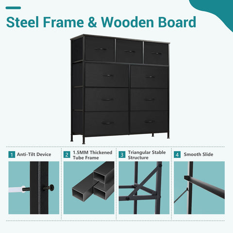 OLIXIS 9-drawers dresser entryway setup shows versatile storage for outerwear and accessories