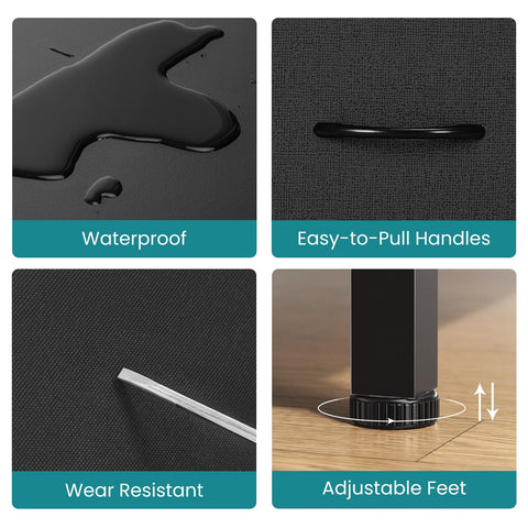 OLIXIS adjustable-feet dresser detail protects floors from scratches.