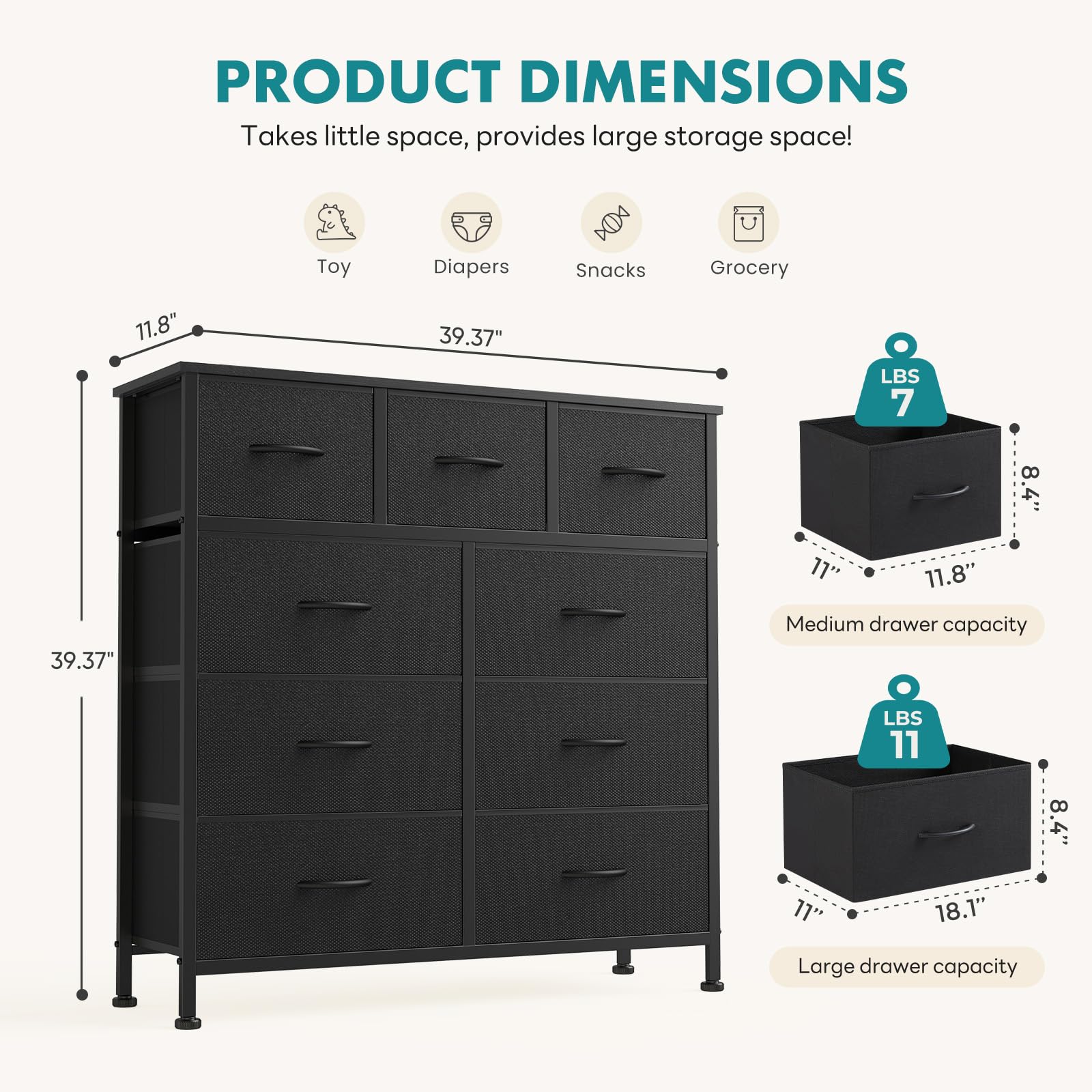 OLIXIS dresser with adjustable feet and anti-tip kit for safe placement on uneven floors.