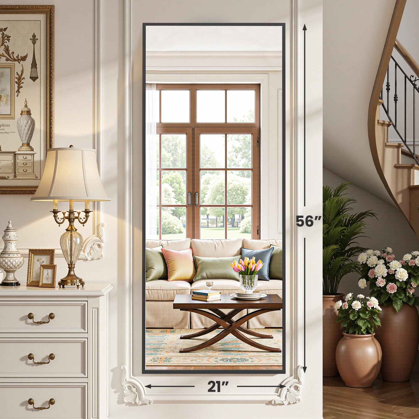 OLIXIS bedroom and living room long-body mirror enhances dressing and décor.