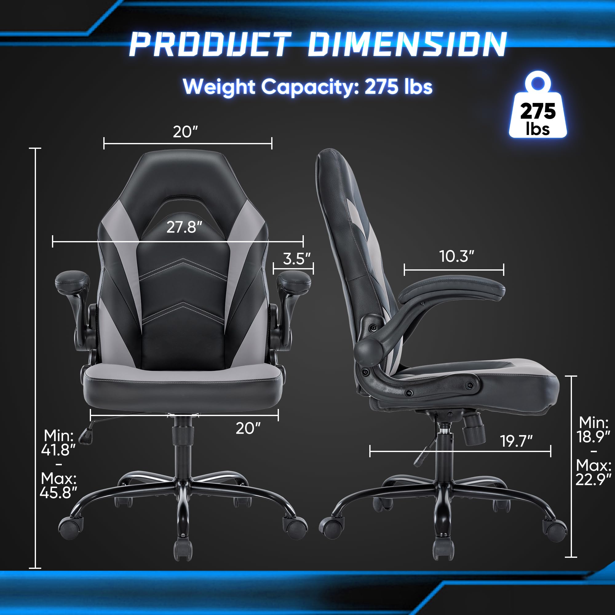OLIXIS Big and Tall chair tilt function enables relaxed reclining during brief breaks.