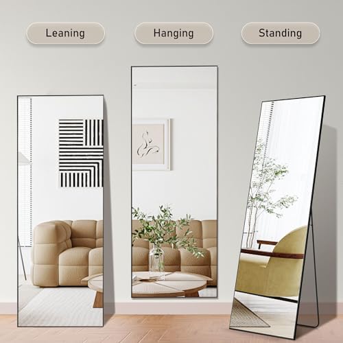 OLIXIS black full-length mirror adds contemporary contrast to interiors.
