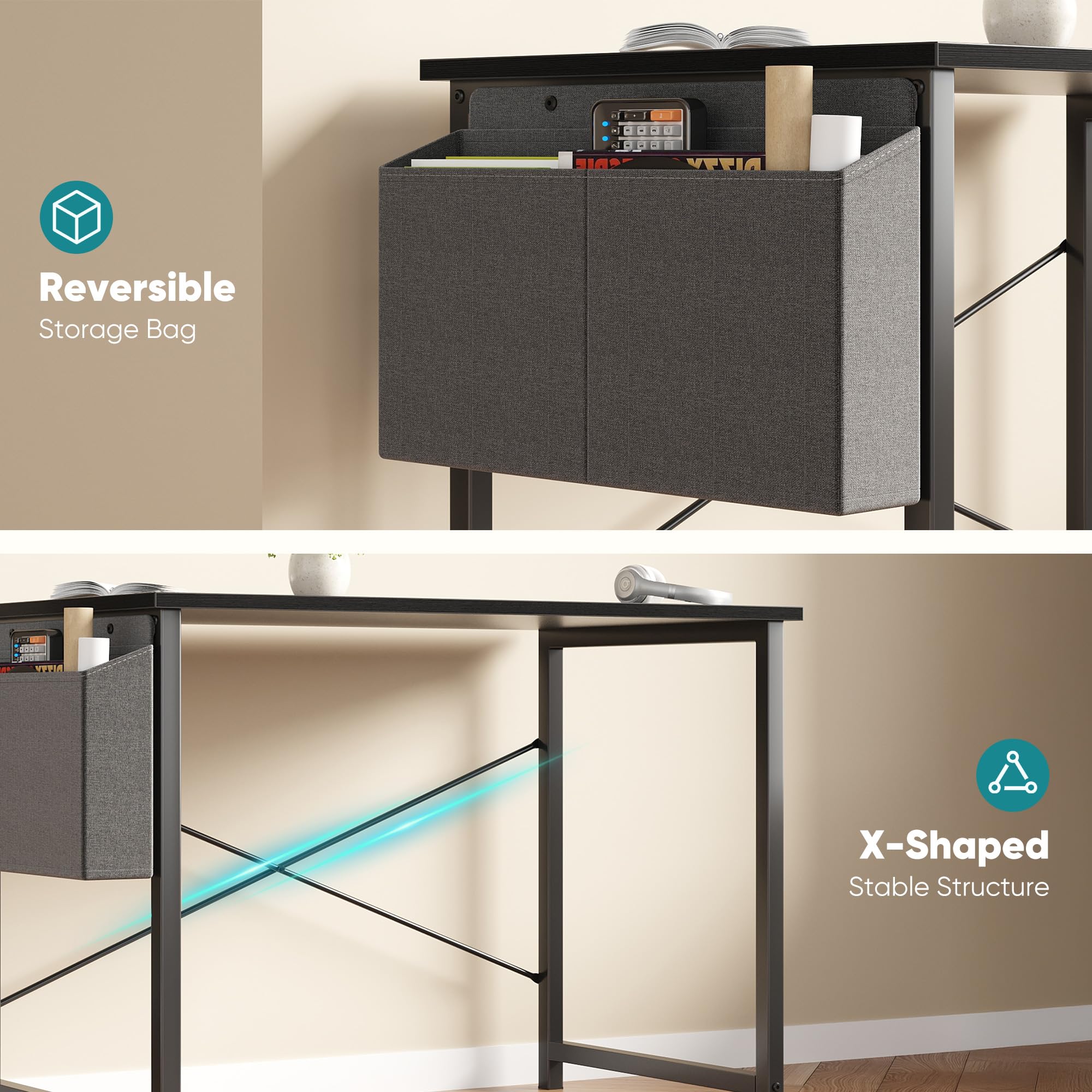 OLIXIS 31inch desk compact footprint fits bedrooms and small offices