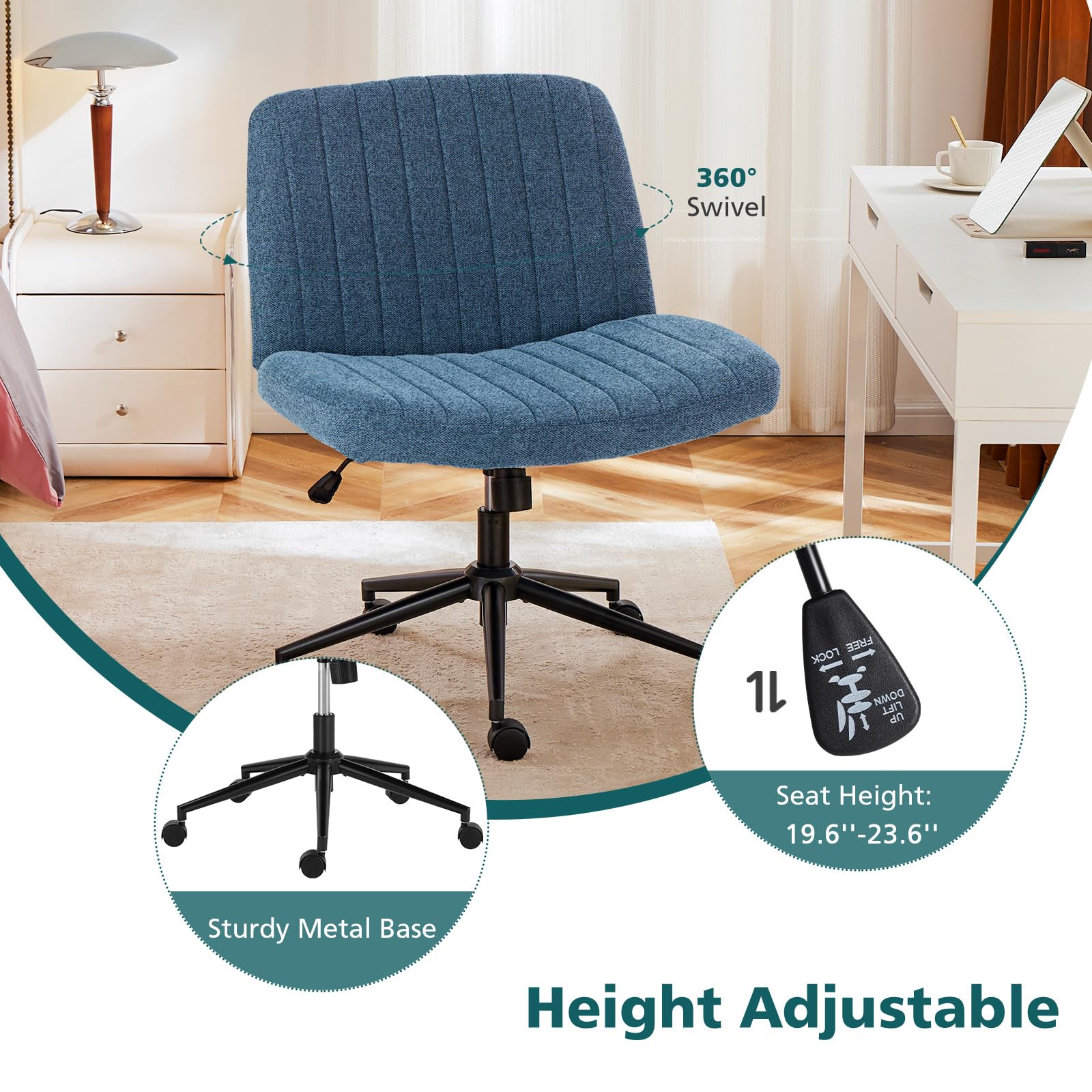 OLIXIS Criss Cross Chair armless design offers flexible seating options