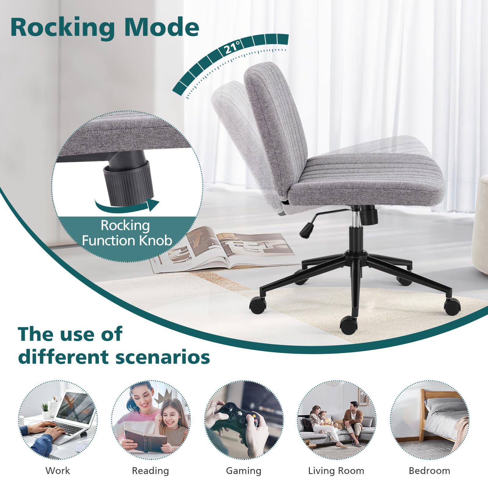 OLIXIS Criss Cross Chair armless design saves space at small desks.