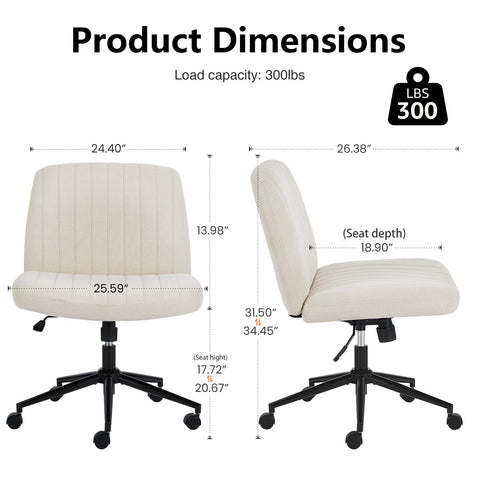 OLIXIS Armless Criss Cross Chair design saves space for vanity setups.