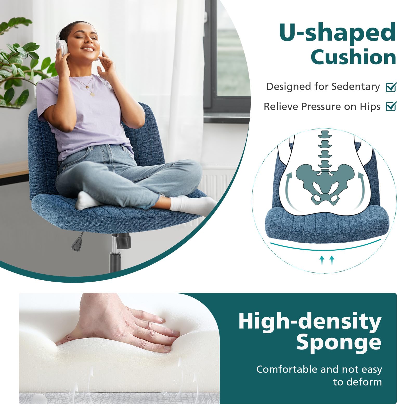 OLIXIS Criss Cross Chair: ergonomic backrest supports all-day comfort