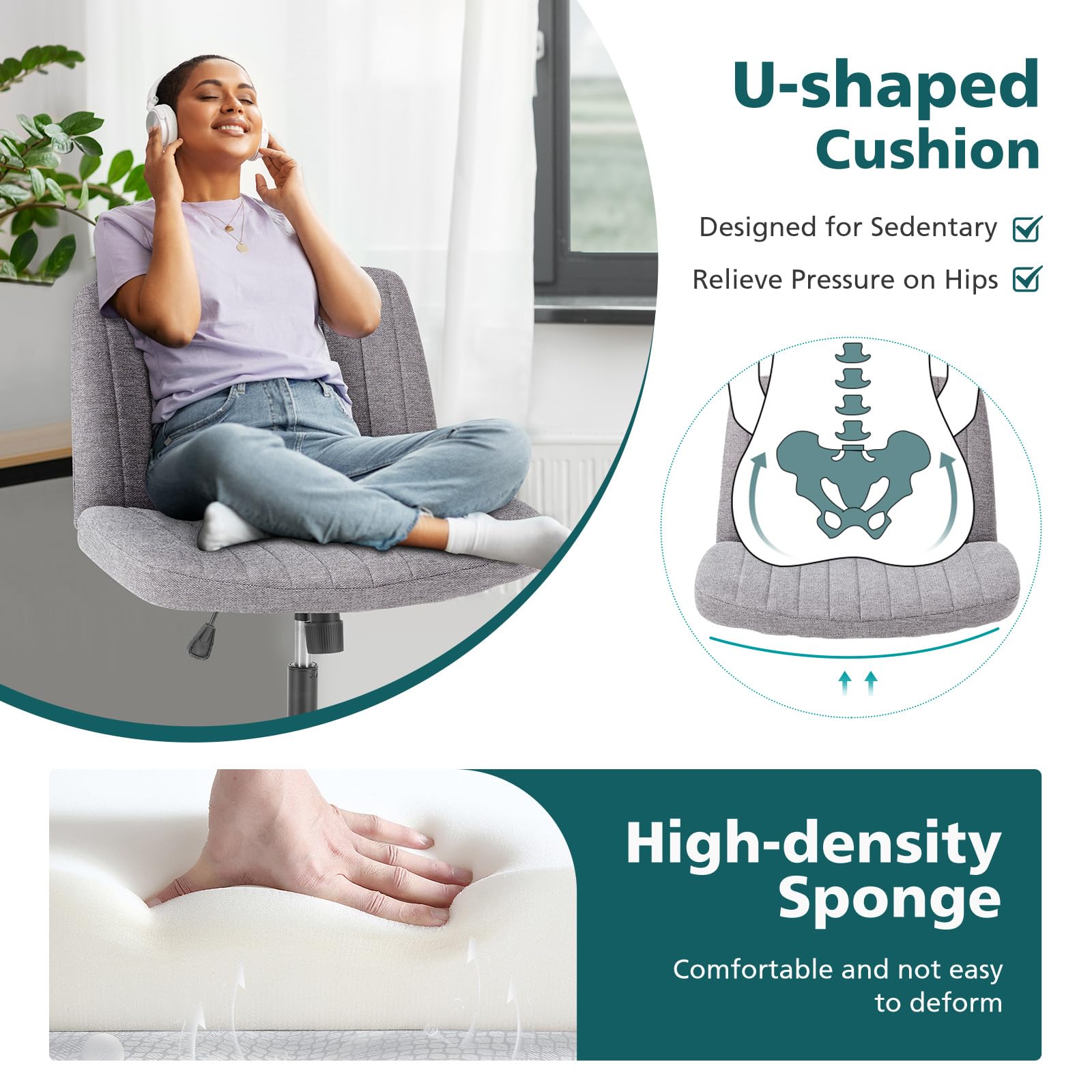 OLIXIS Criss Cross Chair ergonomic backrest supports posture during focused work.