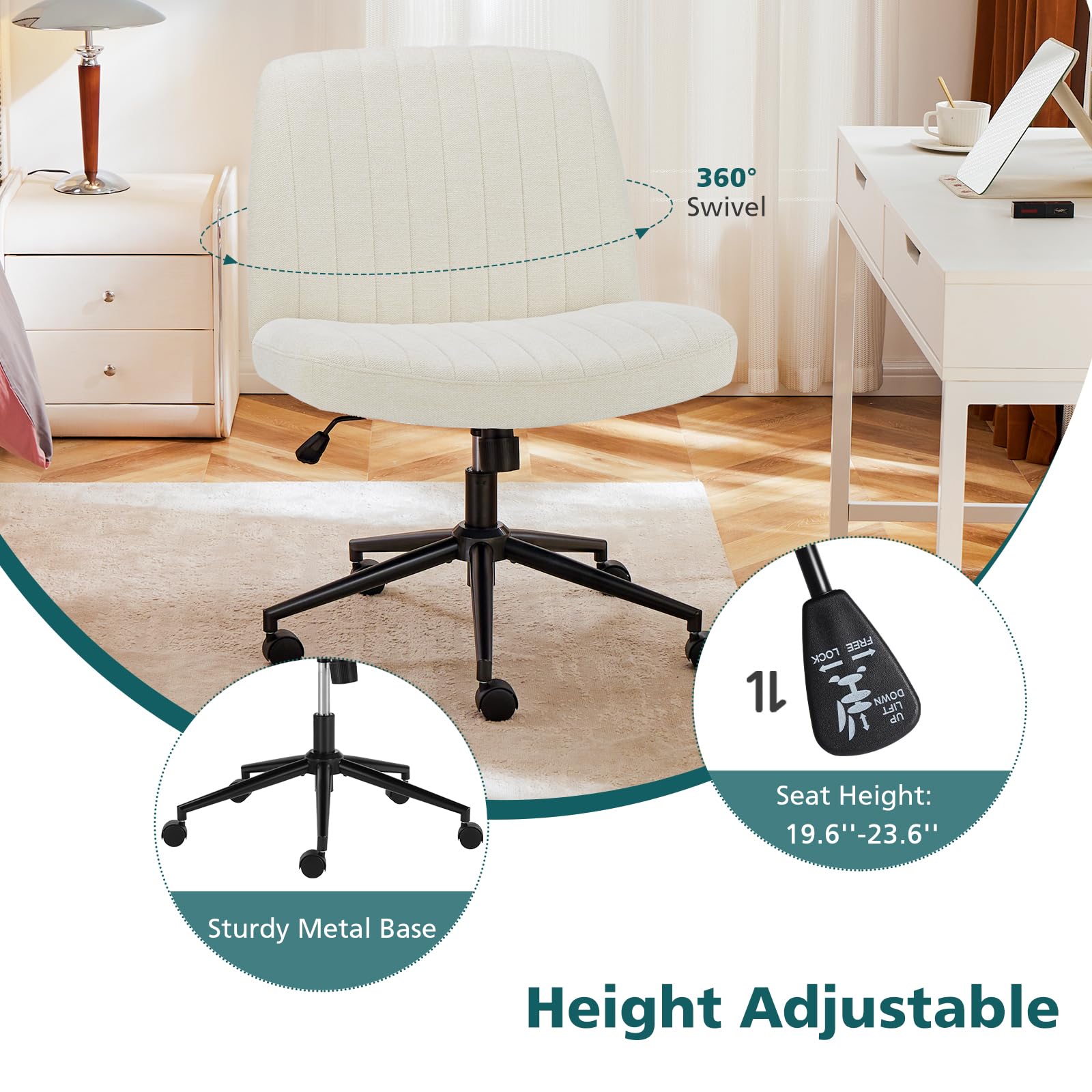 OLIXIS Criss Cross Chair height adjust offers tailored comfort.
