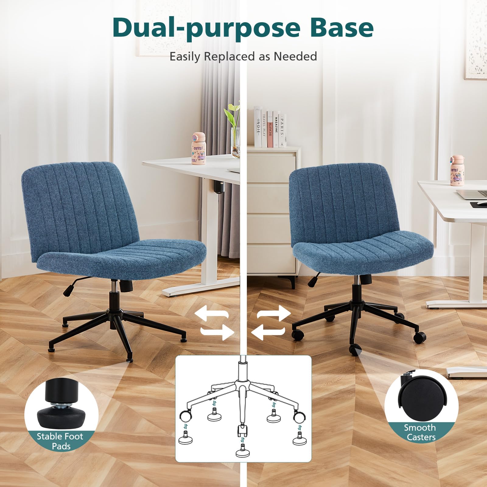 OLIXIS Criss Cross Chair wheels glide smoothly for easy movement