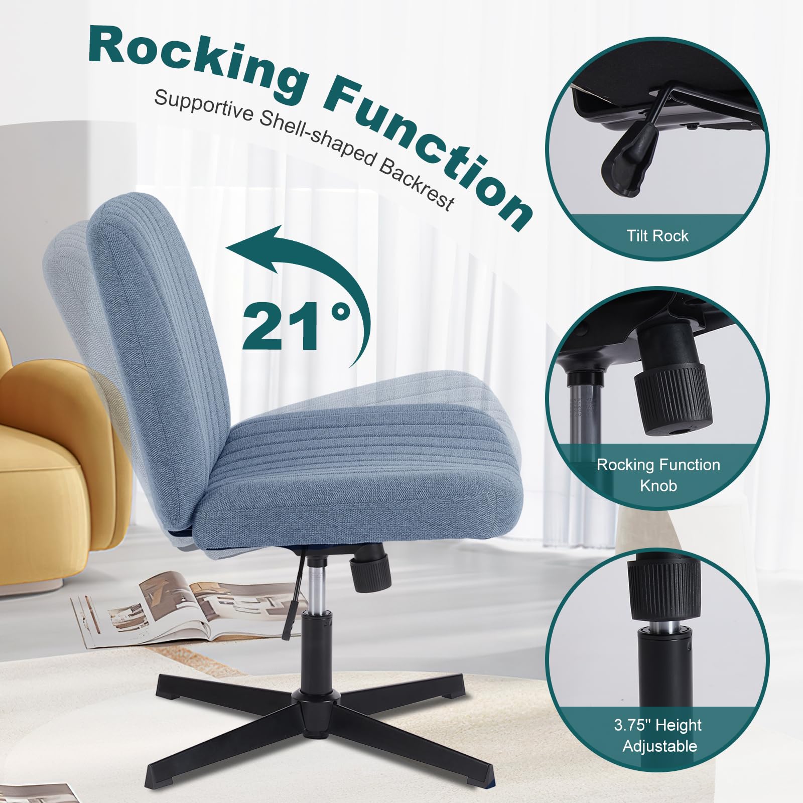 OLIXIS Criss Cross Chair rotating base button for gentle rocking