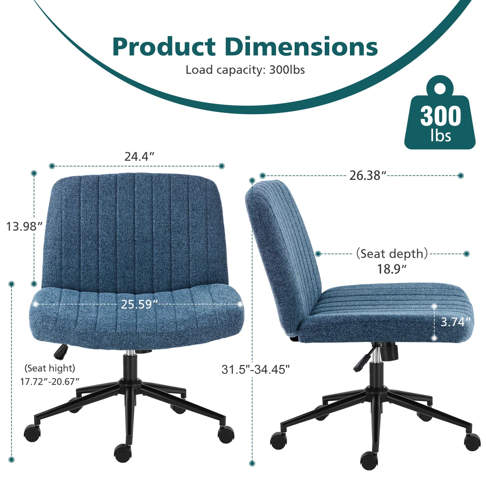 OLIXIS Criss Cross Chair blue fabric finish adds modern style
