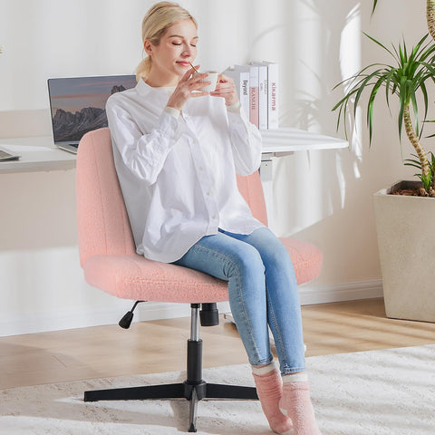 OLIXIS Criss Cross Chair padded with teddy fleece for cozy study sessions.