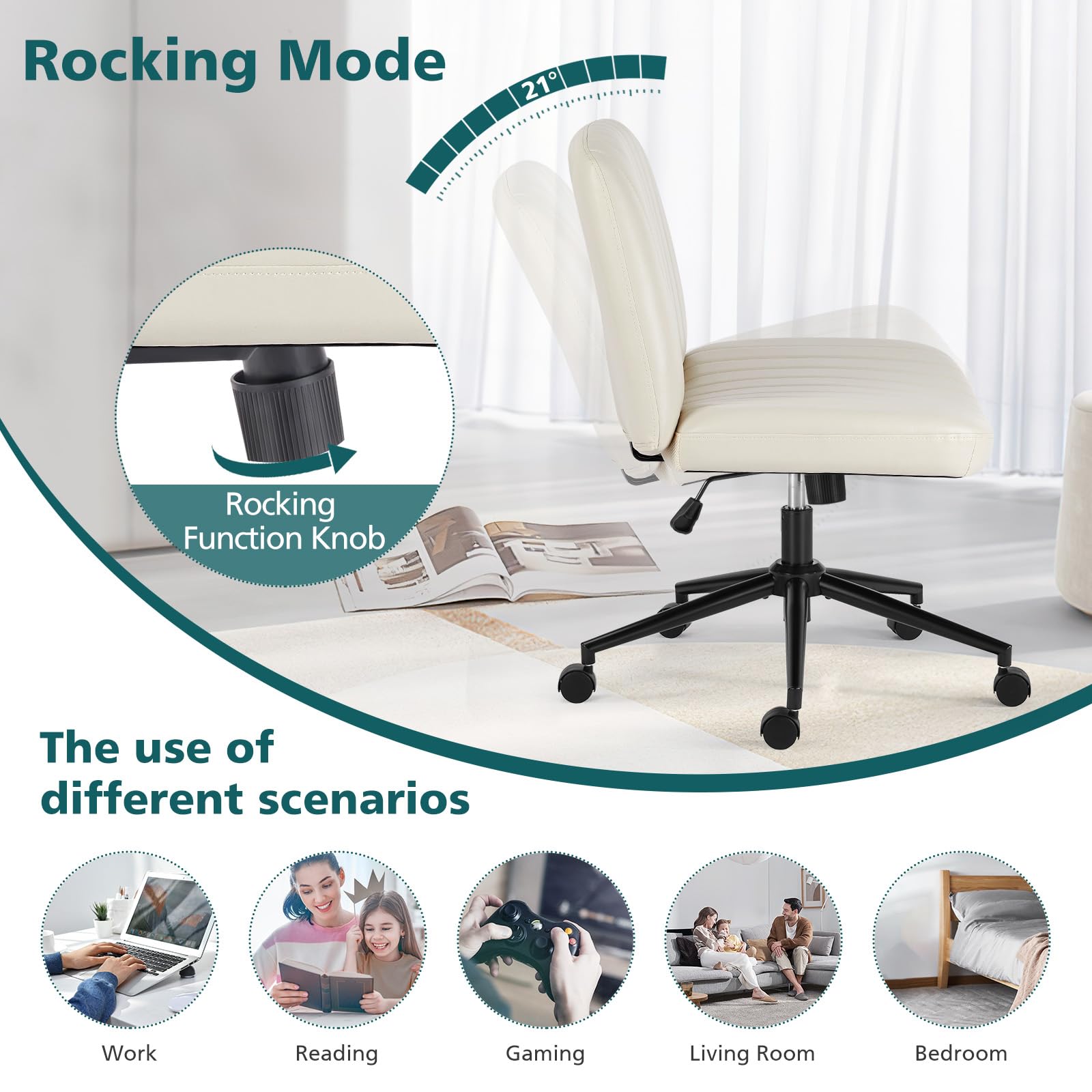 Versatile OLIXIS chair suitable as vanity desk or living room seating