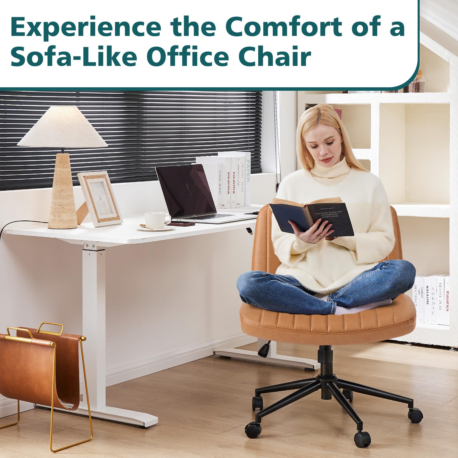 OLIXIS Criss Cross Chair wheels glide smoothly across floors.