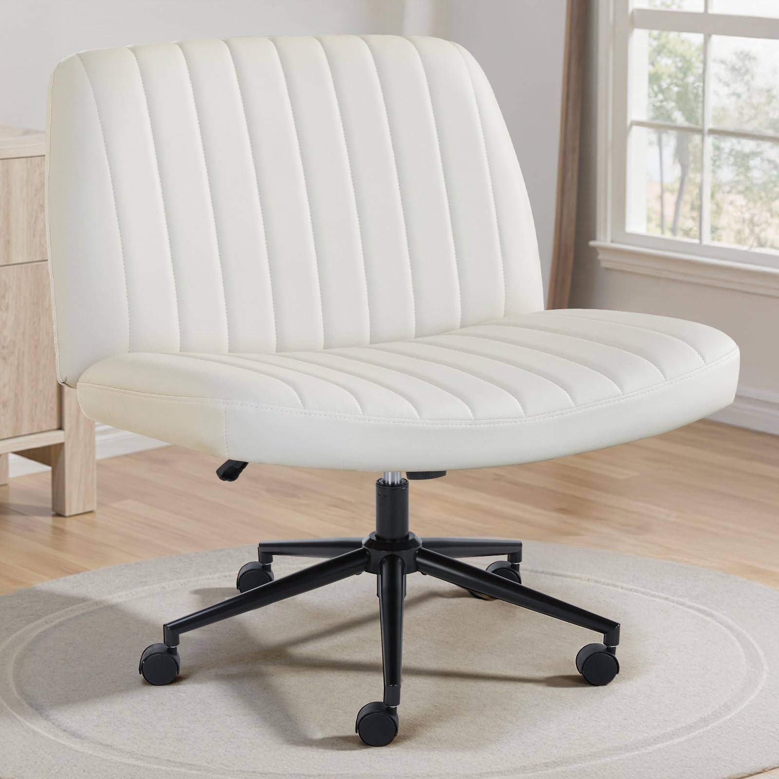 OLIXIS Criss Cross Chair with Wheels wide seat for cross legged comfort
