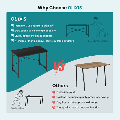 OLIXIS desk color options include black, white, rust.