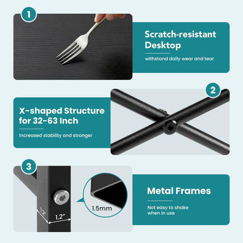 OLIXIS desk features heavy-duty square-tube legs supporting up to 265 lbs.