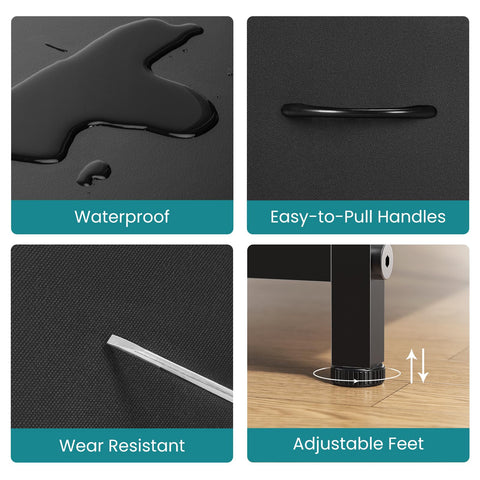 Anti-tip design with adjustable feet keeps the dresser stable on uneven floors.