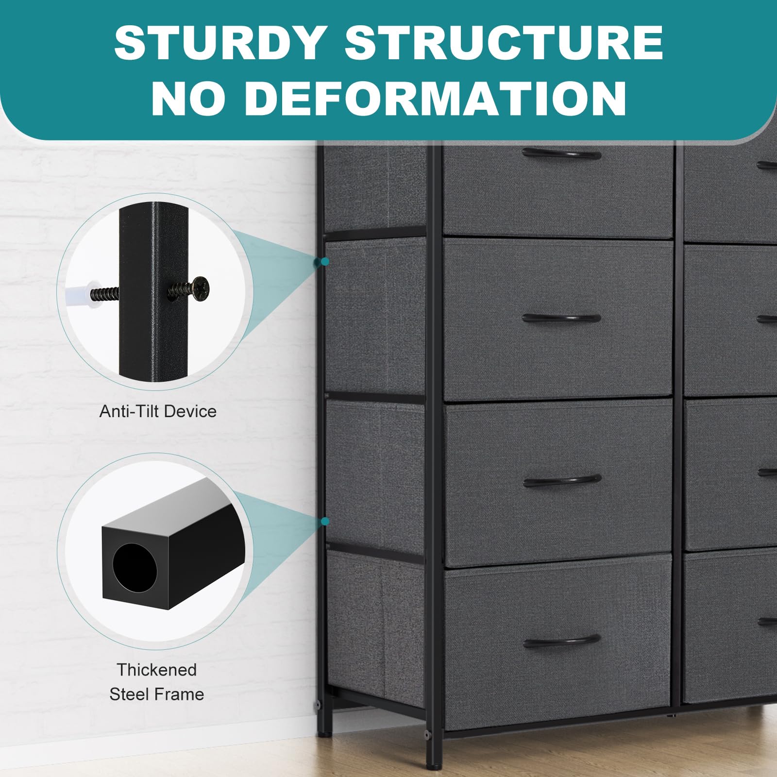OLIXIS dresser showcased in a bedroom setup for organized living spaces.