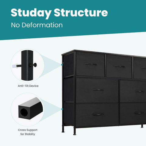 OLIXIS dresser’s metal frame ensures durable, stable room organization.