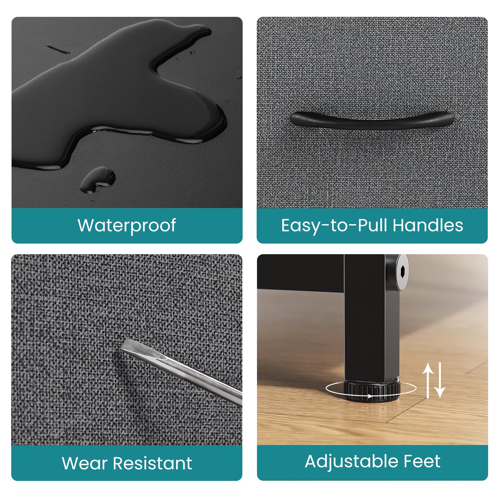 Wooden top surface on the OLIXIS dresser for quick-access essentials.
