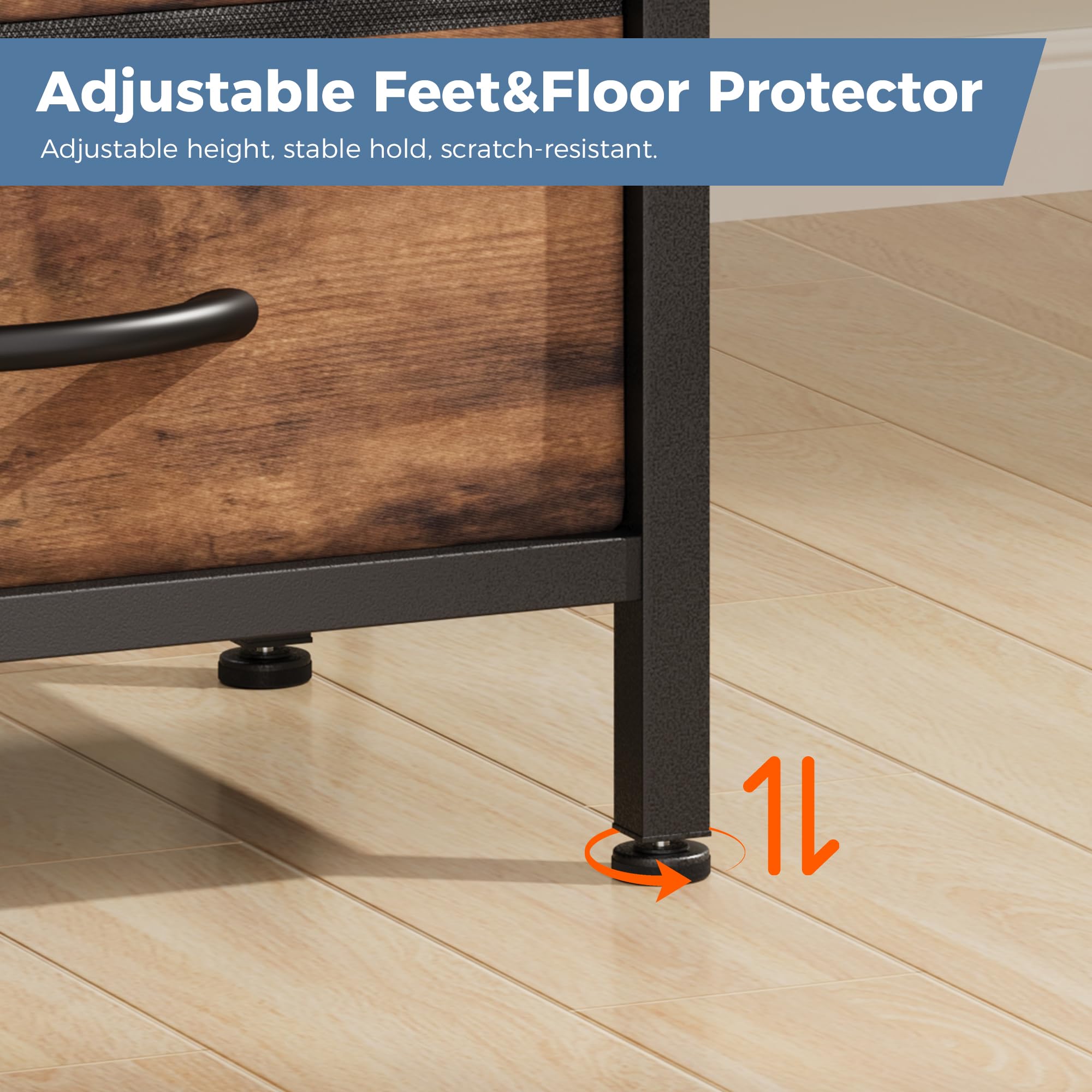 OLIXIS nightstand leveling feet keep it steady on any floor
