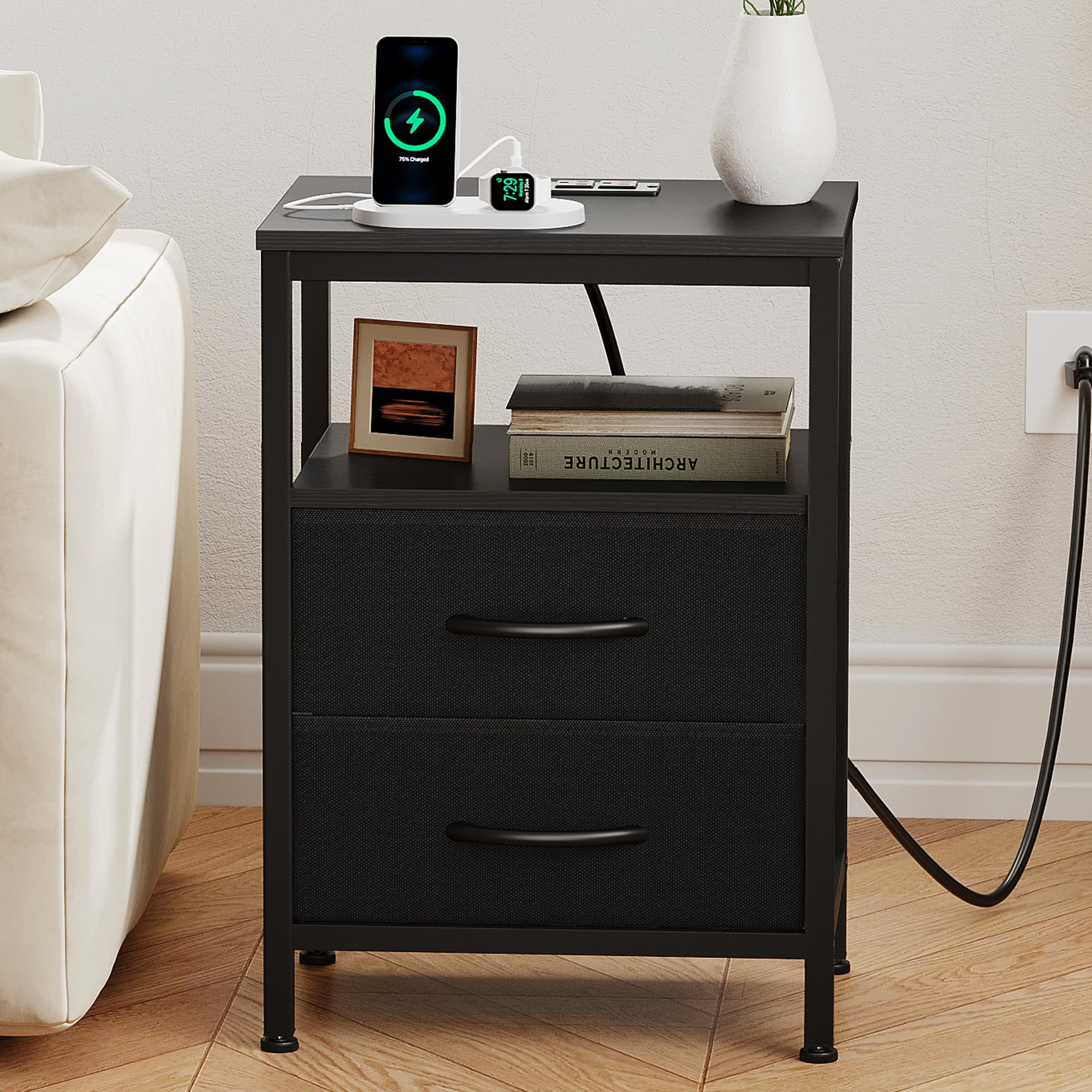 OLIXIS nightstand open shelf for items you need within arm's reach