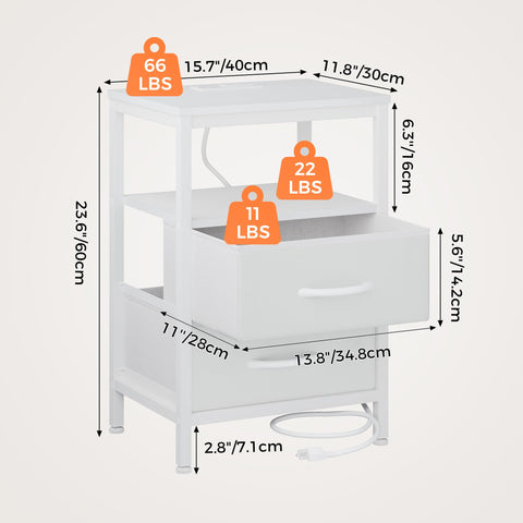 OLIXIS nightstand open shelf offers quick access to essentials.