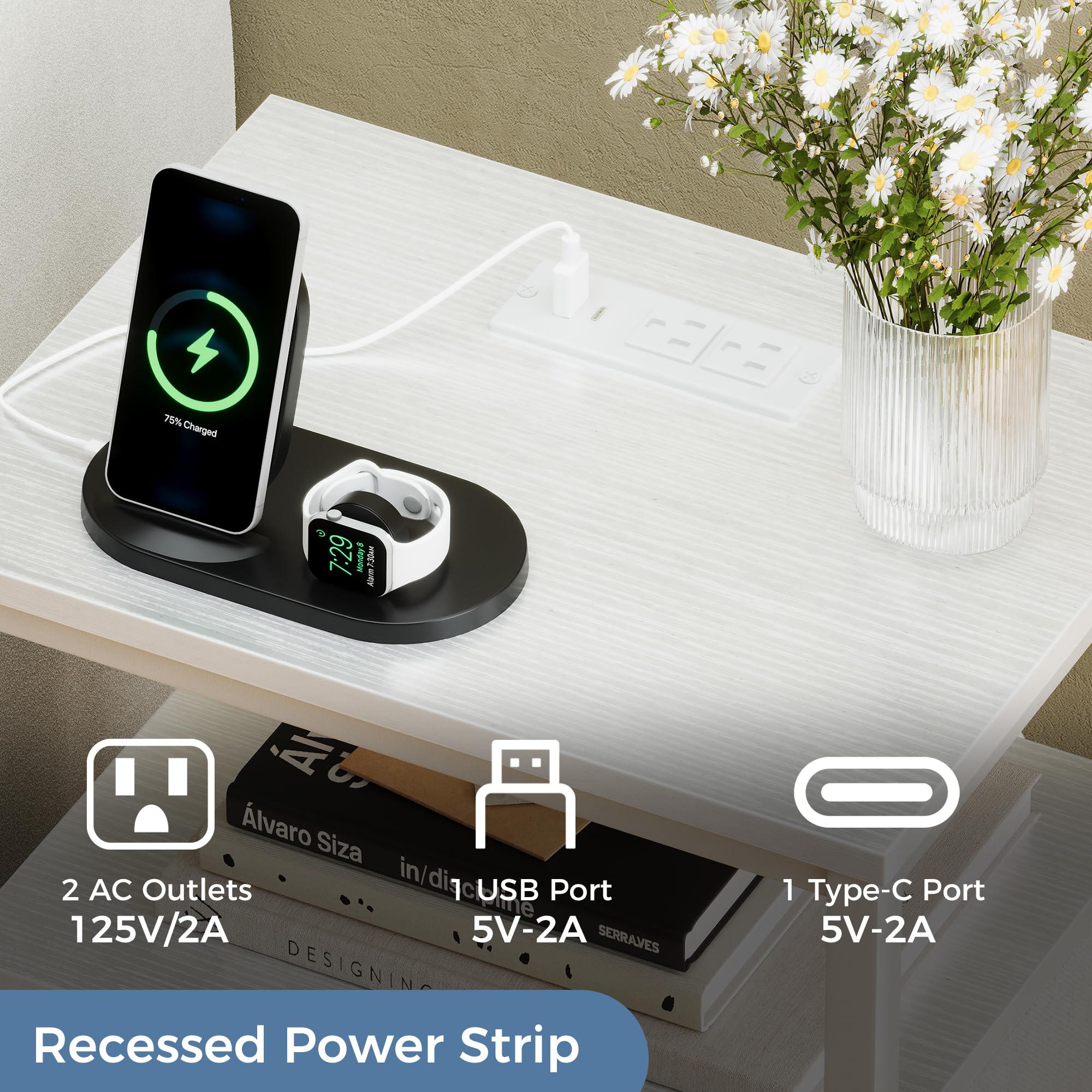 OLIXIS nightstand top surface with scratch-resistant finish.