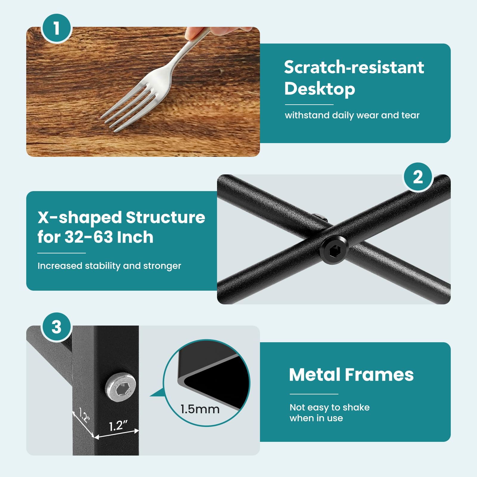 OLIXIS desk available in six sizes and three colors