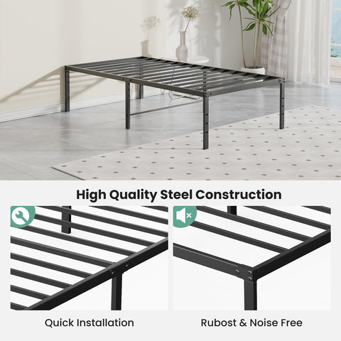 OLIXIS Twin Bed Frame requires no box spring for easy setup.