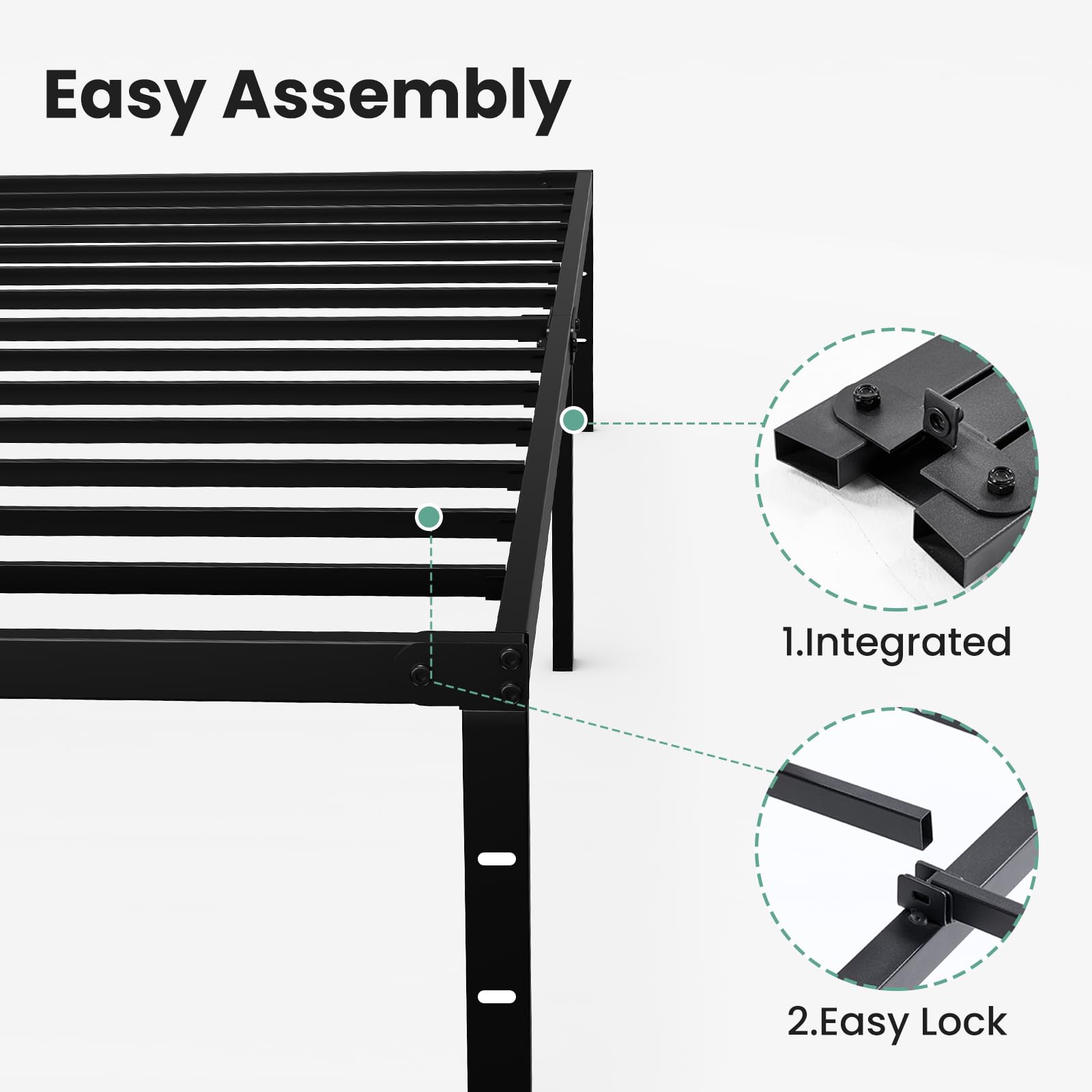 OLIXIS Twin Bed Frame offers a quiet, noise-free sleeping base.