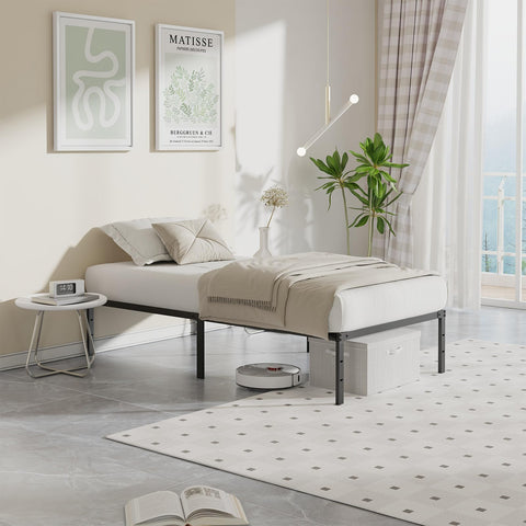 OLIXIS Twin Bed Frame sturdy base supports various mattresses.
