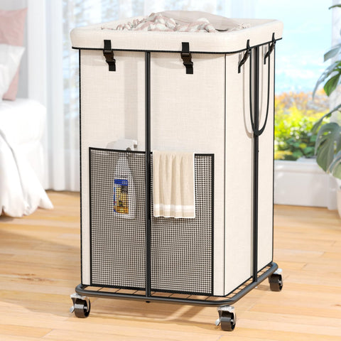 Olldide 150L laundry hamper with wheels for easy mobility across floors.