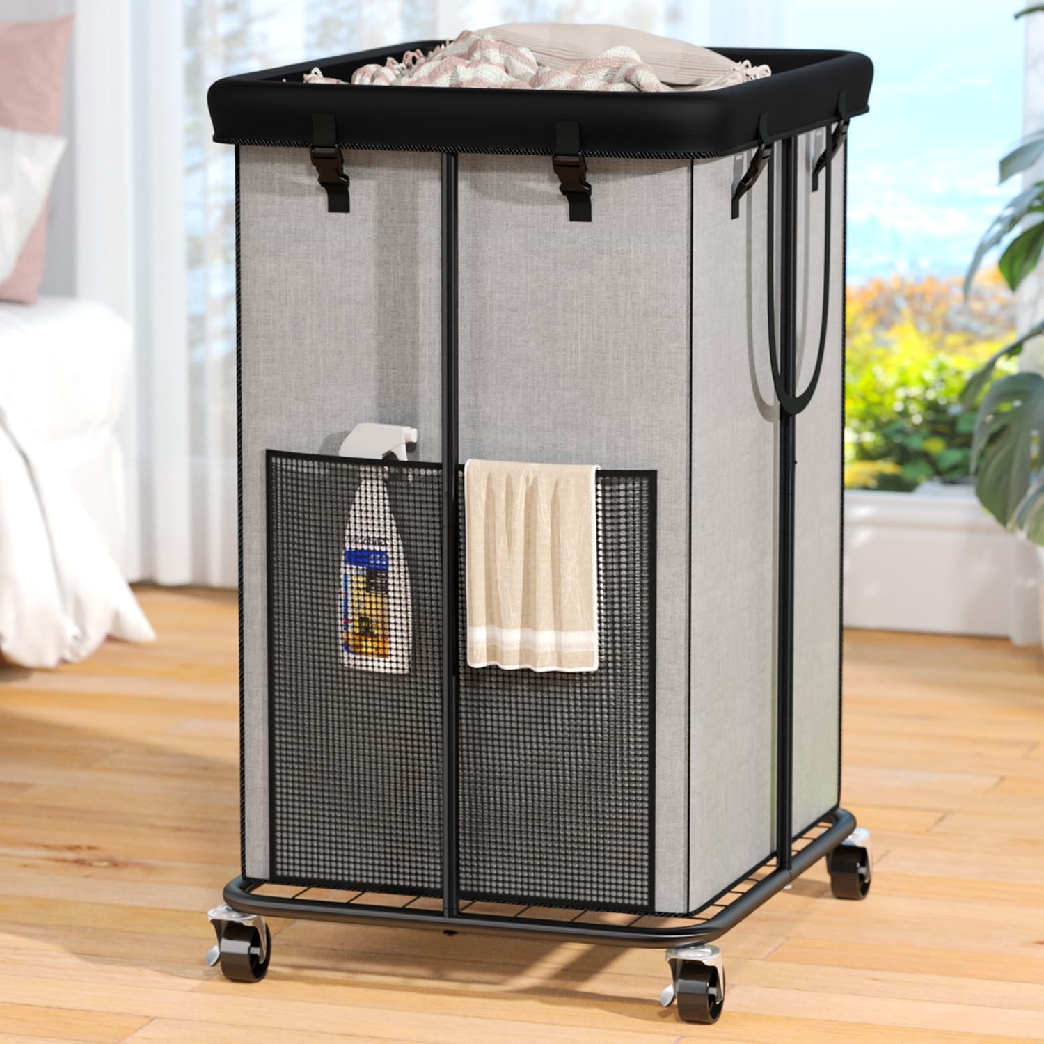 Olldide 150L laundry hamper with wheels for effortless mobility across floors