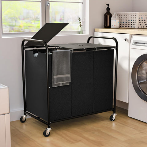 Olldide 180L sorter front view shows three-compartment design for organized laundry