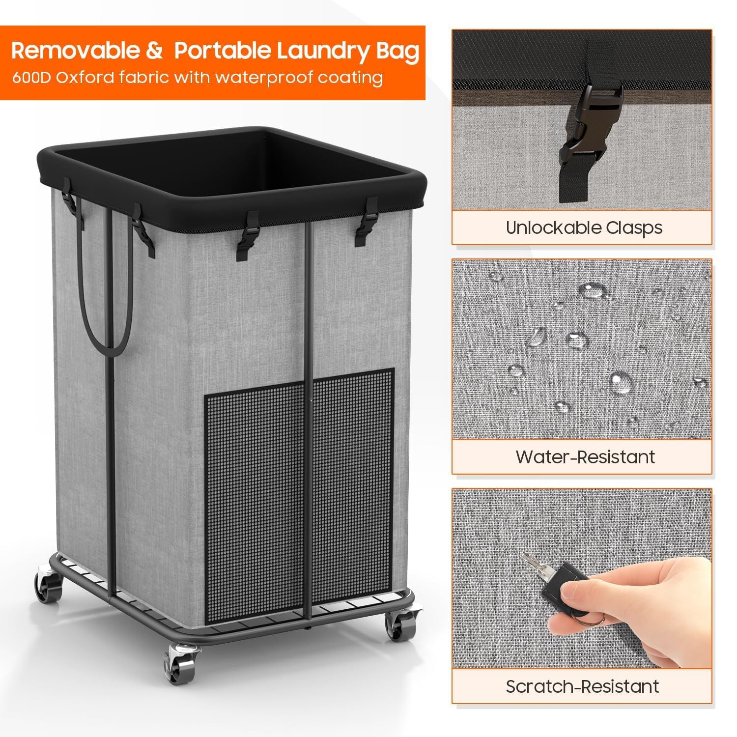 Olldide 360-degree wheels glide smoothly for easy transport between rooms