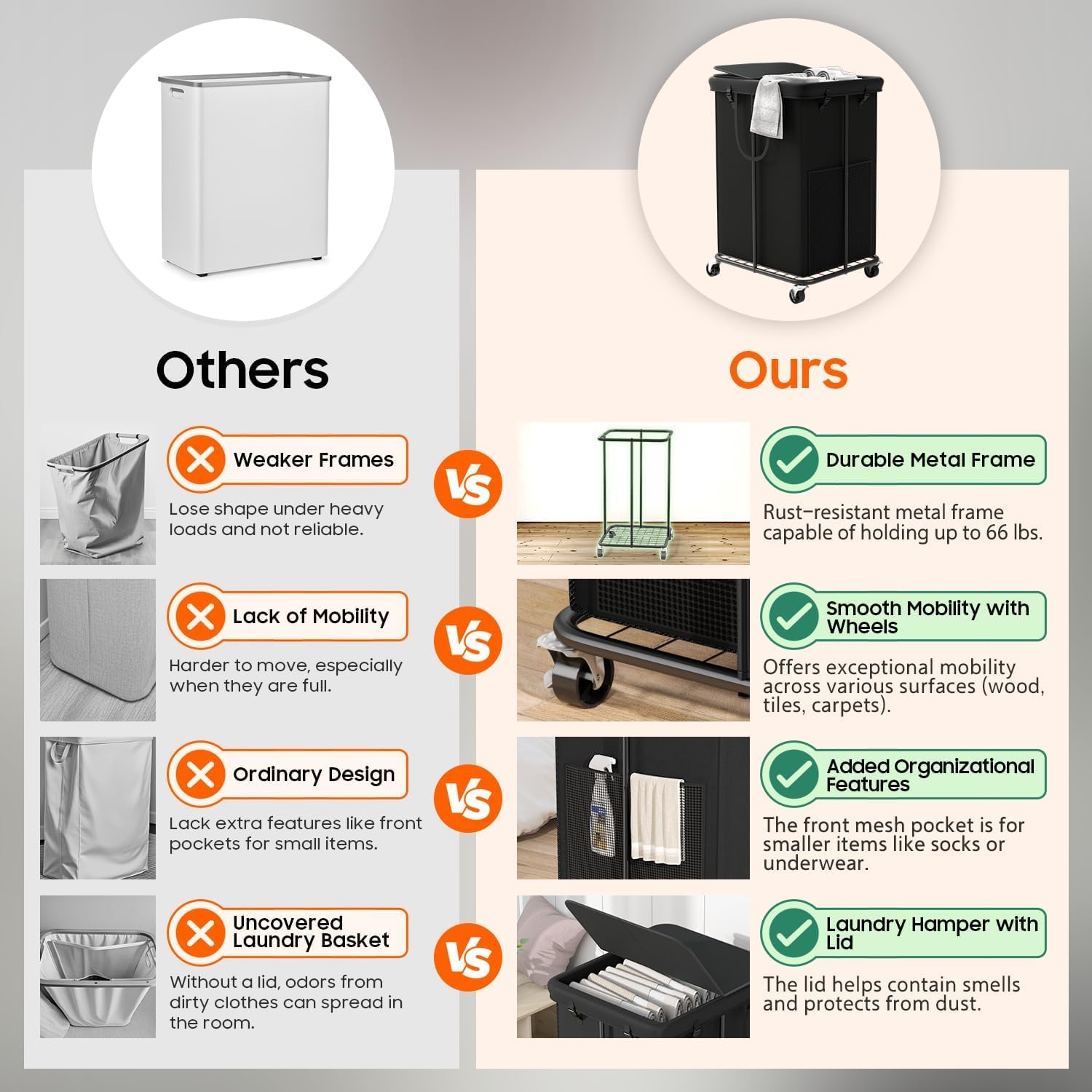 Olldide metal frame provides lasting stability for daily use.