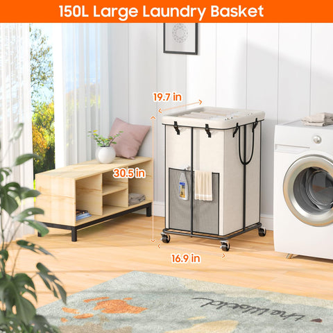 Olldide rolling basket with 360° wheels enabling smooth transport.