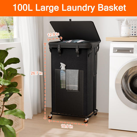 Olldide rolling laundry basket with sturdy metal frame for durable everyday use