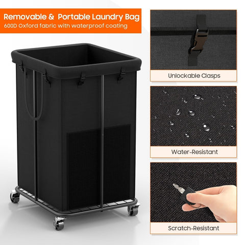 Olldide rust-resistant finish keeps the look of the hamper pristine.