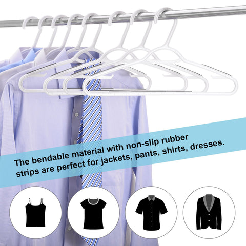 Ollieroo bendable grey hangers with pant bar non-slip grip keeps pants in place.
