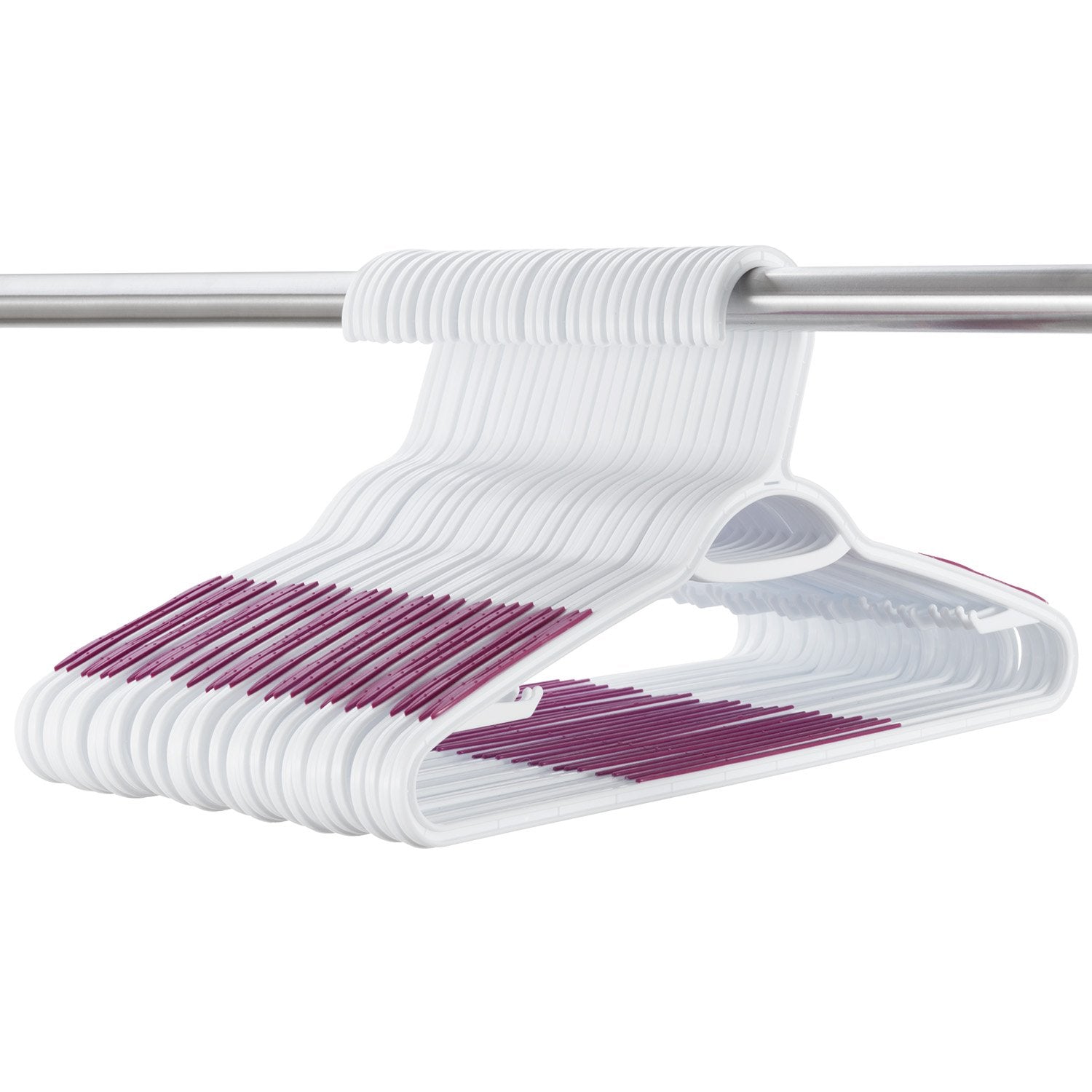 Ollieroo hangers with integrated clips secure skirts and pants without slipping
