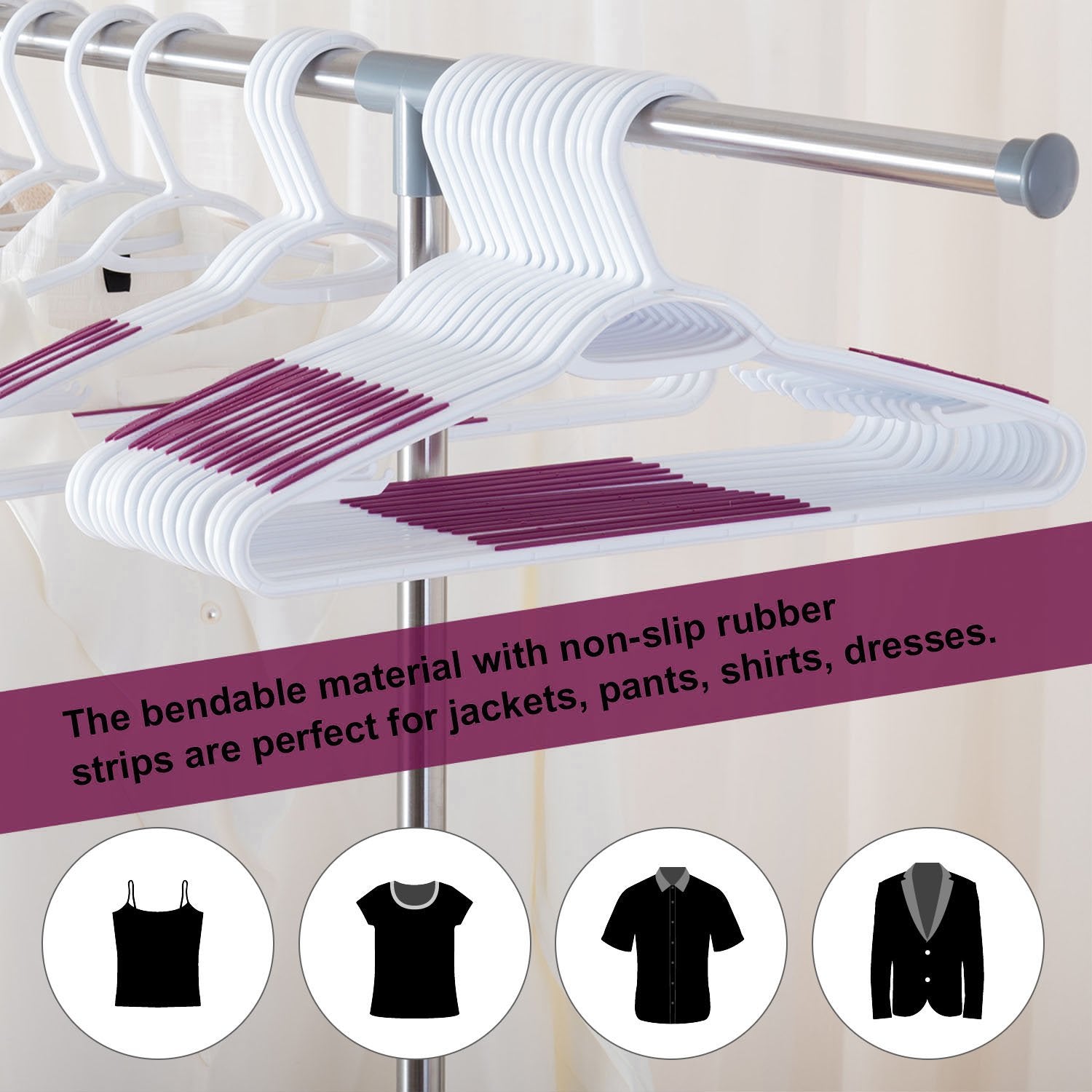 Ollieroo lightweight non-slip shoulder hangers keep delicate tops neatly in place