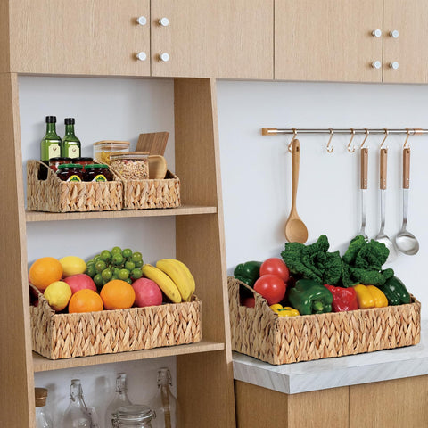 Ollieroo Rattan Storage Baskets built-in handles for easy transport and access