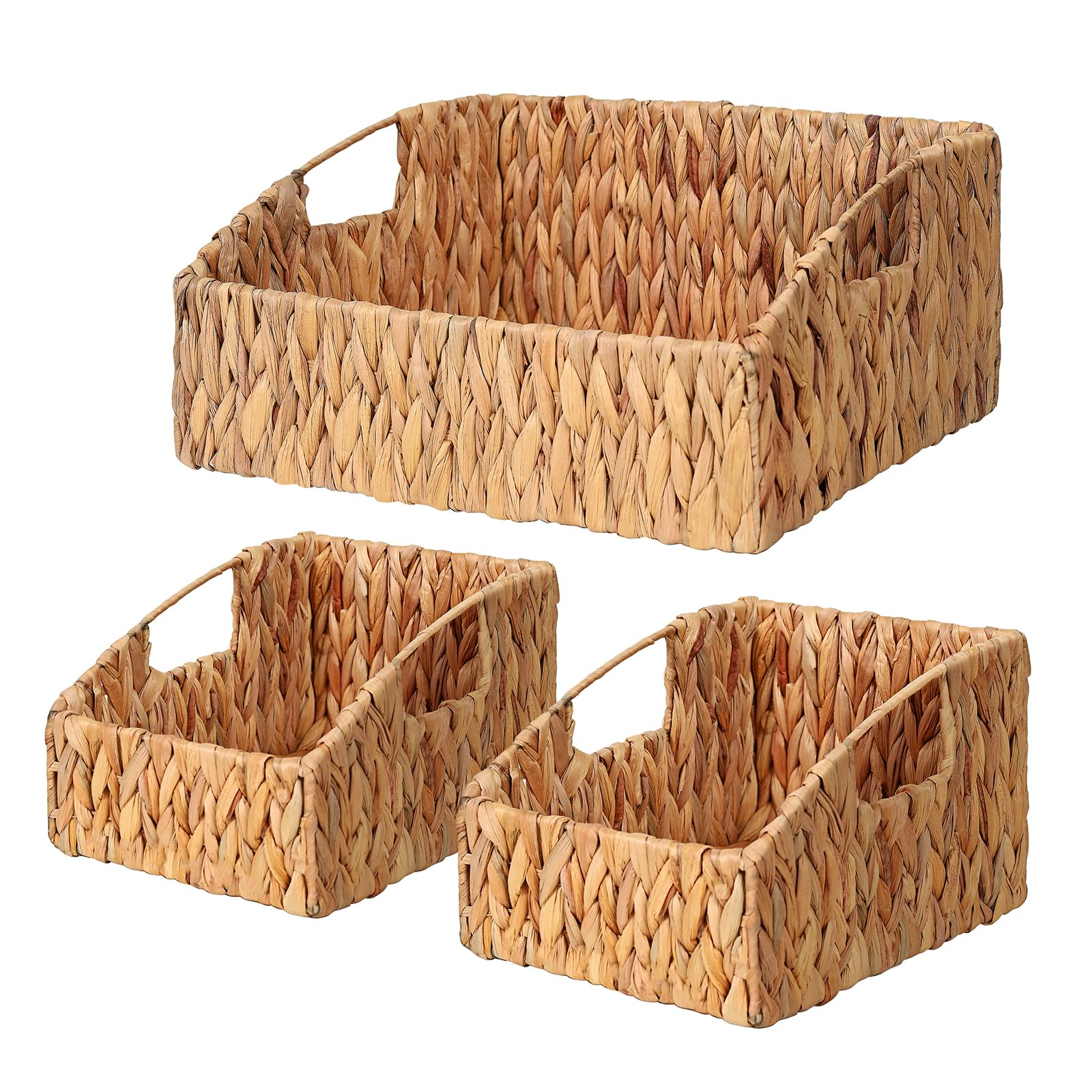 Ollieroo Rattan Storage Baskets handwoven closeup showing durable natural weave for shelf organization
